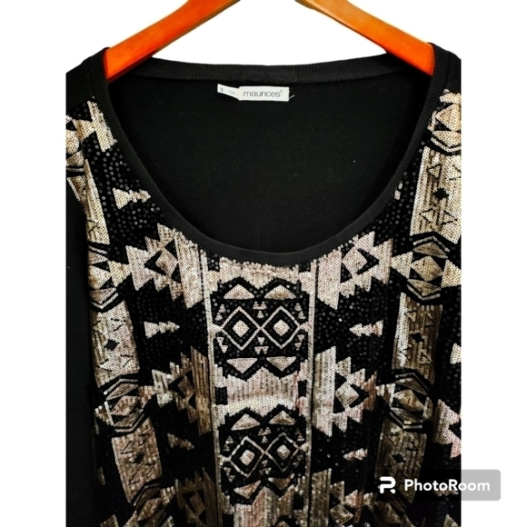 Maurice's Black Sequined Tribal Sweater - Picture 3 of 5